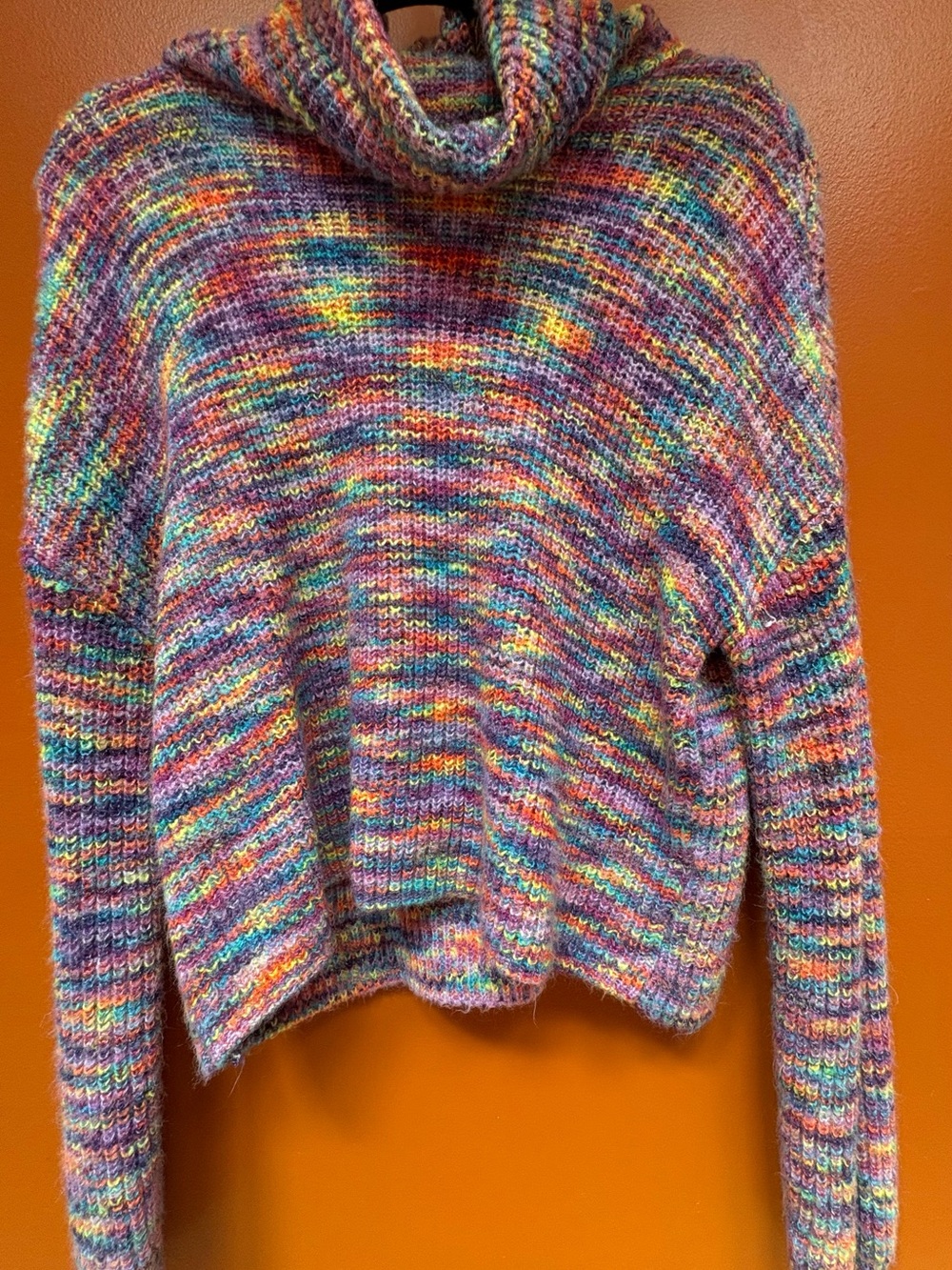 Multicolor Turtleneck Knit Sweater - Cozy Women's Pullover